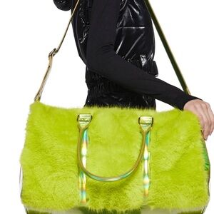 Green Plush Travel Bag with Dual Carry Options